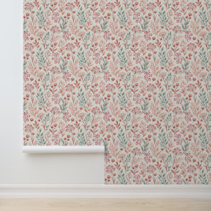 Papier Peint Fleur de cerisier rose, Floral et Motif Feuille