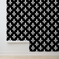 Fleur de Lis Motif, Royal French, Blanc sur Noir