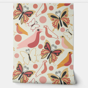 Papier Peint Fleur de papillon Boho