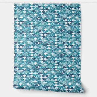 Papier Peint Fleur Florale Moderne Turquoise et Bleu de Roi