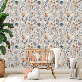 Papier Peint Fleur sauvage Boho Botanique Miel Bee