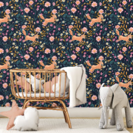 Papier Peint Fleur sauvage d'aquarelle Woodland Fox Cottage