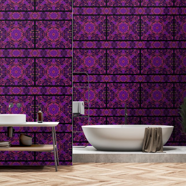 Papier Peint Fleur sauvage de soleil violet (Salle de bain)