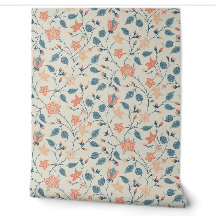 Fleur Traînante - Paisley - Pêche et Bleu Poussiér