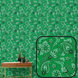 Papier Peint Fleur vert foncé clair Paisley Élégant