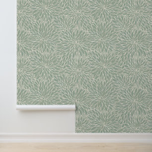 Papier Peint Fleur verte et blanche
