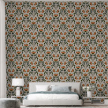 Fleurs Art Nouveau symétriques orange