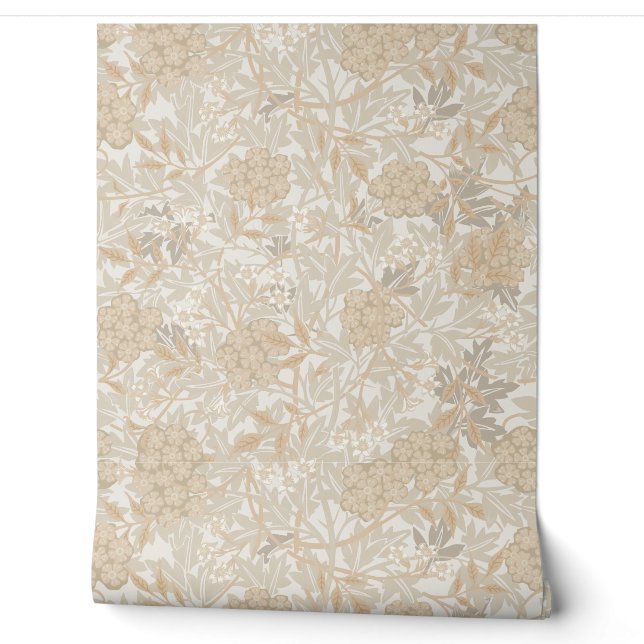 Papier Peint Fleurs beiges et baies de William Morris (Déroulement)