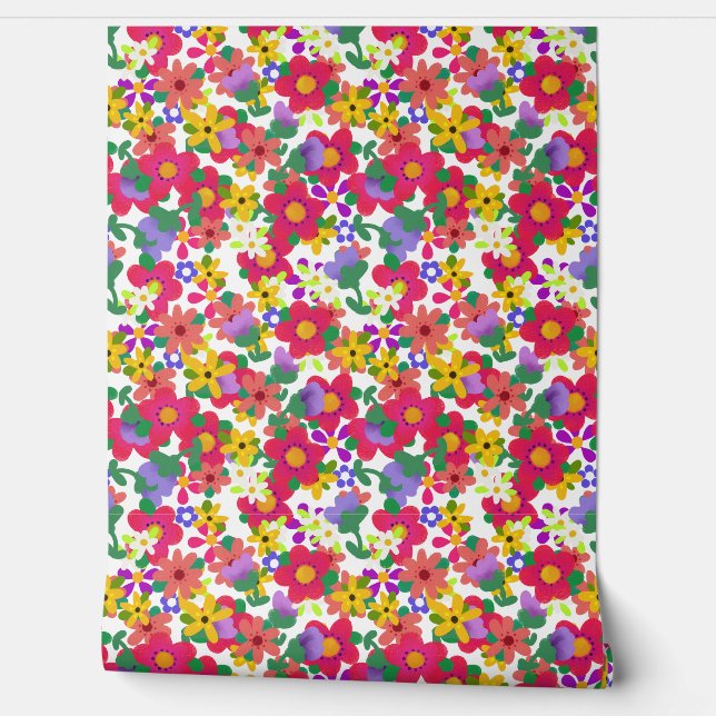 Papier Peint Fleurs Boho brillantes et jolies (Déroulement)
