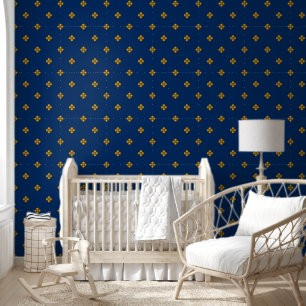 Papier Peint Fleurs Crucifères d'or sur le bleu profond
