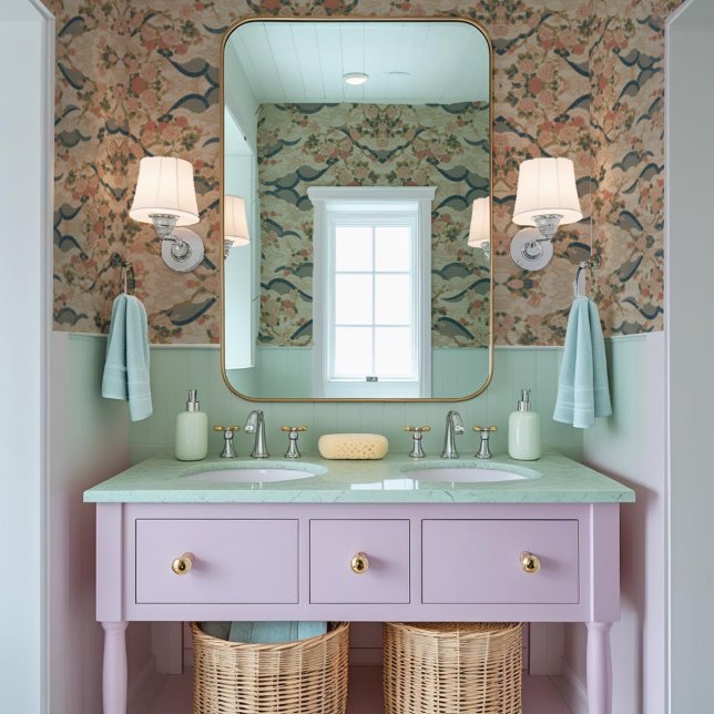 Papier Peint Fleurs de cerisiers, Kanji en rose, bleu & or (Créateur téléchargé)