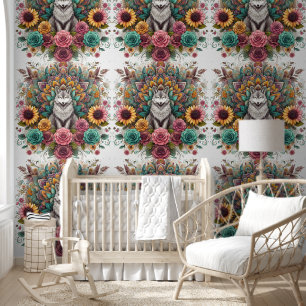 Papier Peint Fleurs de loups enchantées et de boho
