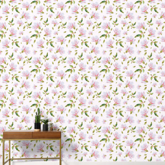Papier Peint Fleurs de Magnolia rose Aquarelle