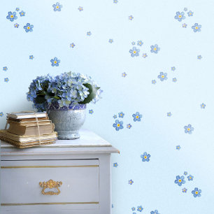 Papier Peint Fleurs de myosotis bleues - Conception aquarelle
