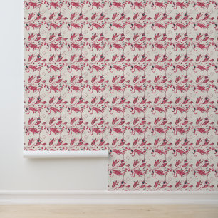Papier Peint Fleurs de Noël Aquarelle rouge