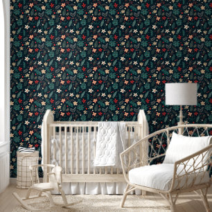 Papier Peint Fleurs de Noël rétro