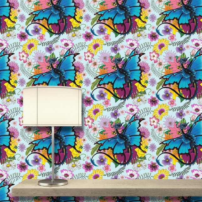 Papier Peint Fleurs de papillon bleu Dragon (Créateur téléchargé)