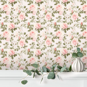 Papier Peint Fleurs de roses roses pastel élégant