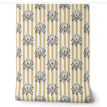 Fleurs de Souci Moutarde motif rayure