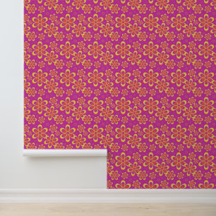 Papier Peint Fleurs Magenta violet Motif sans joint