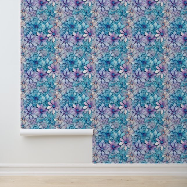 Papier Peint Fleurs pourpres Aqua (Application)