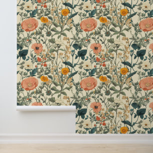 Papier Peint Fleurs sauvages Floraux vintages Et Pavois
