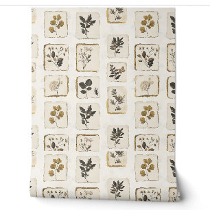 Papier Peint Fleurs sauvages séchées et pressées botanique herb