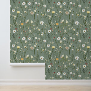 Papier Peint Fleurs sauvages sur le vert