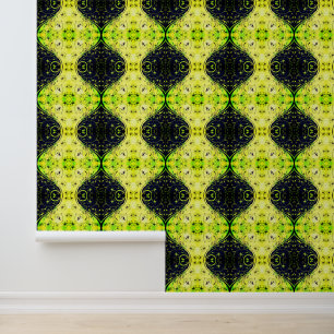 Papier Peint Fleurs vertes jaunes Ornements Motifs