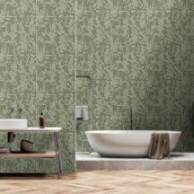 Flora textured wallpaper in olive green