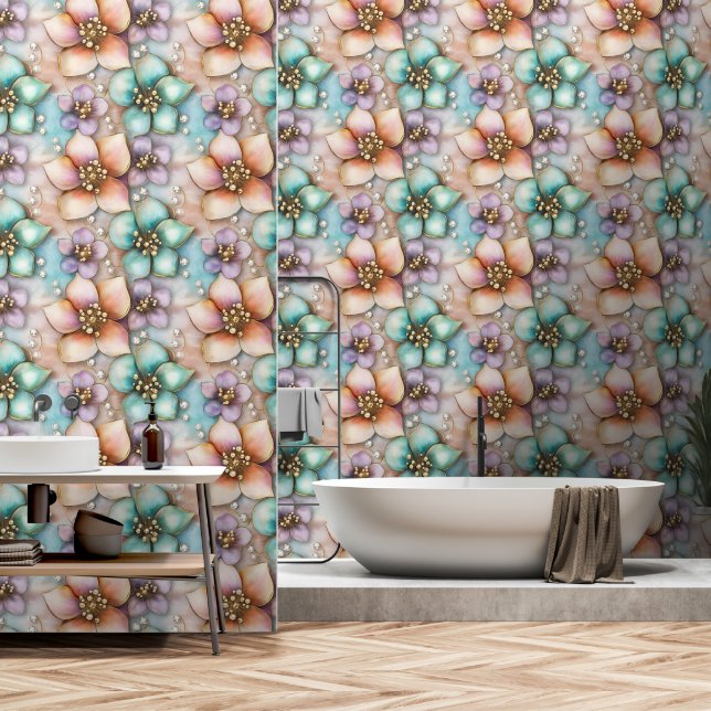Papier Peint Floral (Salle de bain)
