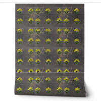Papier peint floral Art déco avec des taches d'or