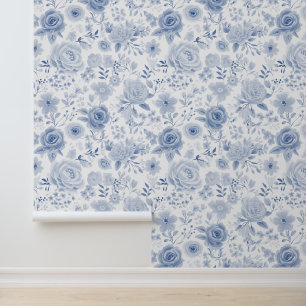 Papier Peint Floral bleu pâle Rose