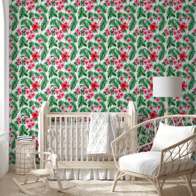 Papier Peint Floral fleurs tropicales Hawaiian île motif (Enfants)