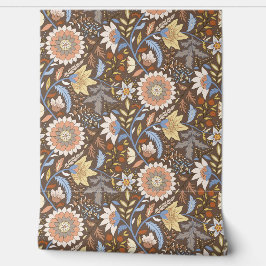 Papier Peint Floral indien Boho avec arrière - plan marron