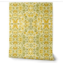 Papier peint floral jaune - Motif botanique