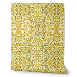 Papier peint floral jaune - Motif botanique