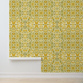 Papier peint floral jaune - Motif botanique