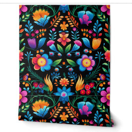 Papier Peint Floral mexicain sur noir
