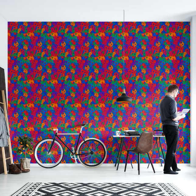 Papier peint floral psychédélique (Salon)