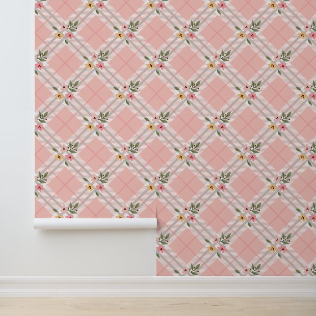Papier peint floral rose (Application)
