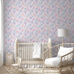 Papier Peint Floral whimsical mignon enfants couleur pastel