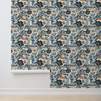 Papier Peint Florales de printemps botaniques bleues modernes