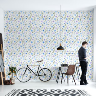 Papier Peint Flore bleue et verte  