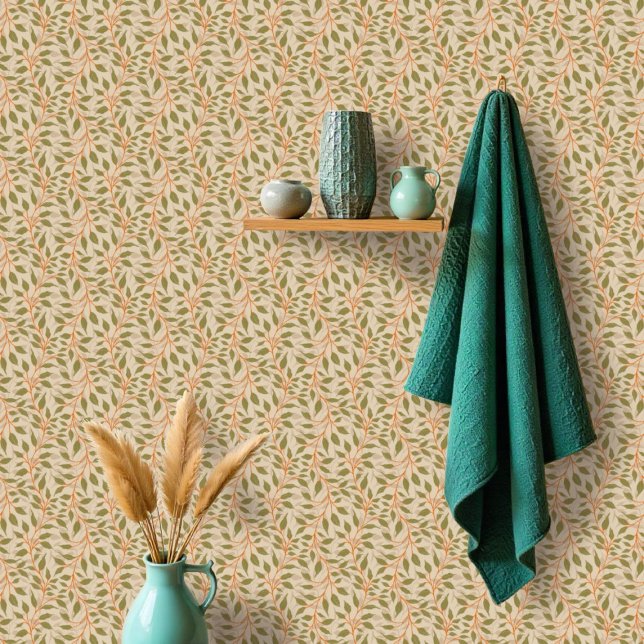 Papier Peint Flux de Feuilles dansants Délicat feuillage vert (Créateur téléchargé)