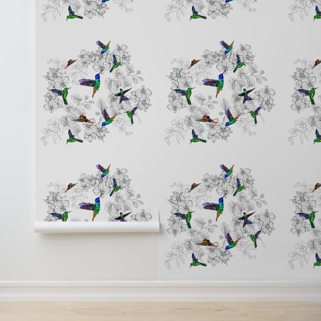 Papier Peint Flying Spring Birds (Application)