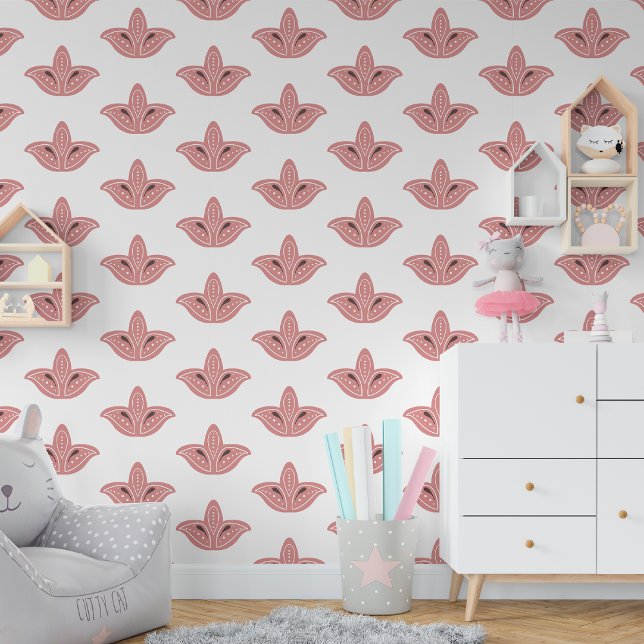 Papier Peint Folklore scandinave rustique Floral nordique (Rustic Scandinavian Folklore Nordic Floral Wallpaper
)