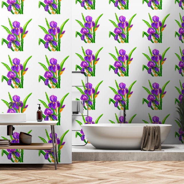Papier Peint Fond d'écran avec iris (Salle de bain)