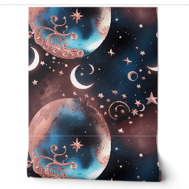 Papier Peint Fond d'écran - Lune céleste en or rose