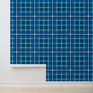 Papier Peint Fond d'écran motif carreaux tartan bleu à damier